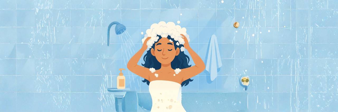 Person washing their hair in the shower