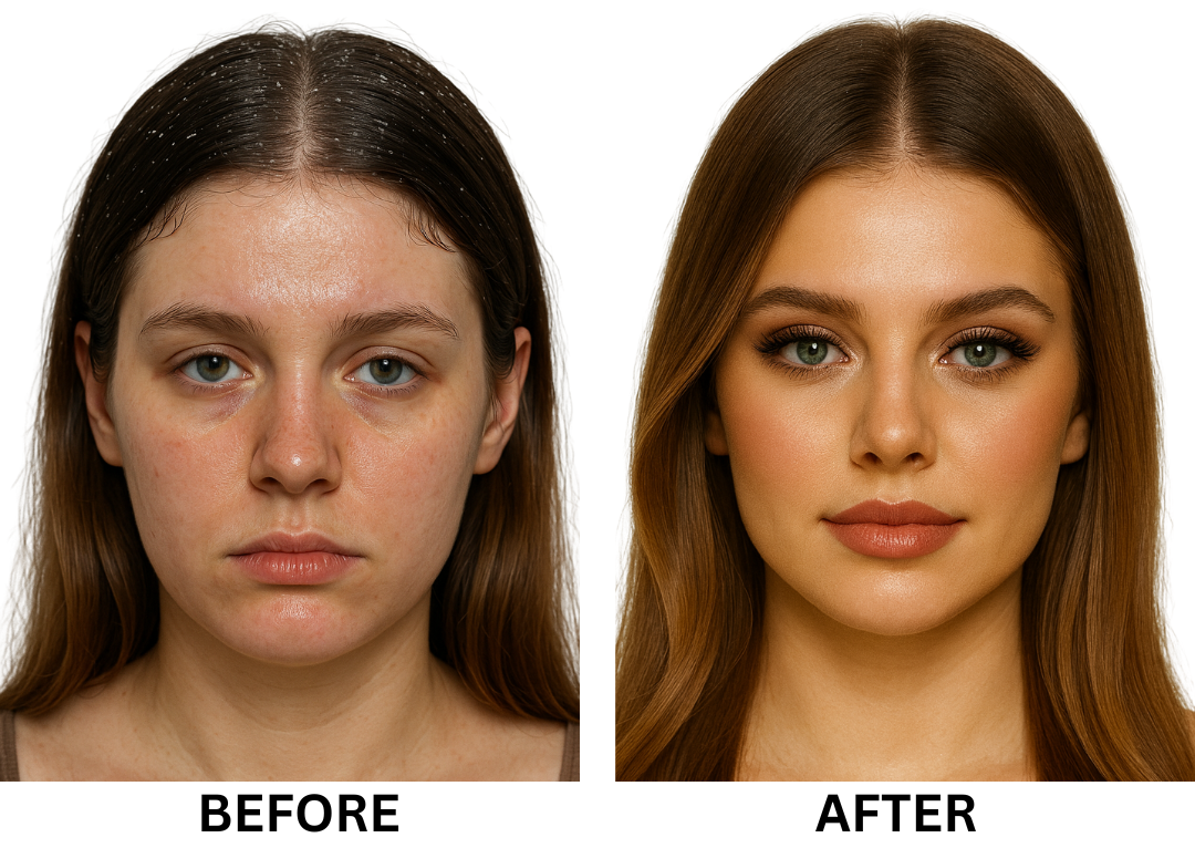 Before/After hair transformation