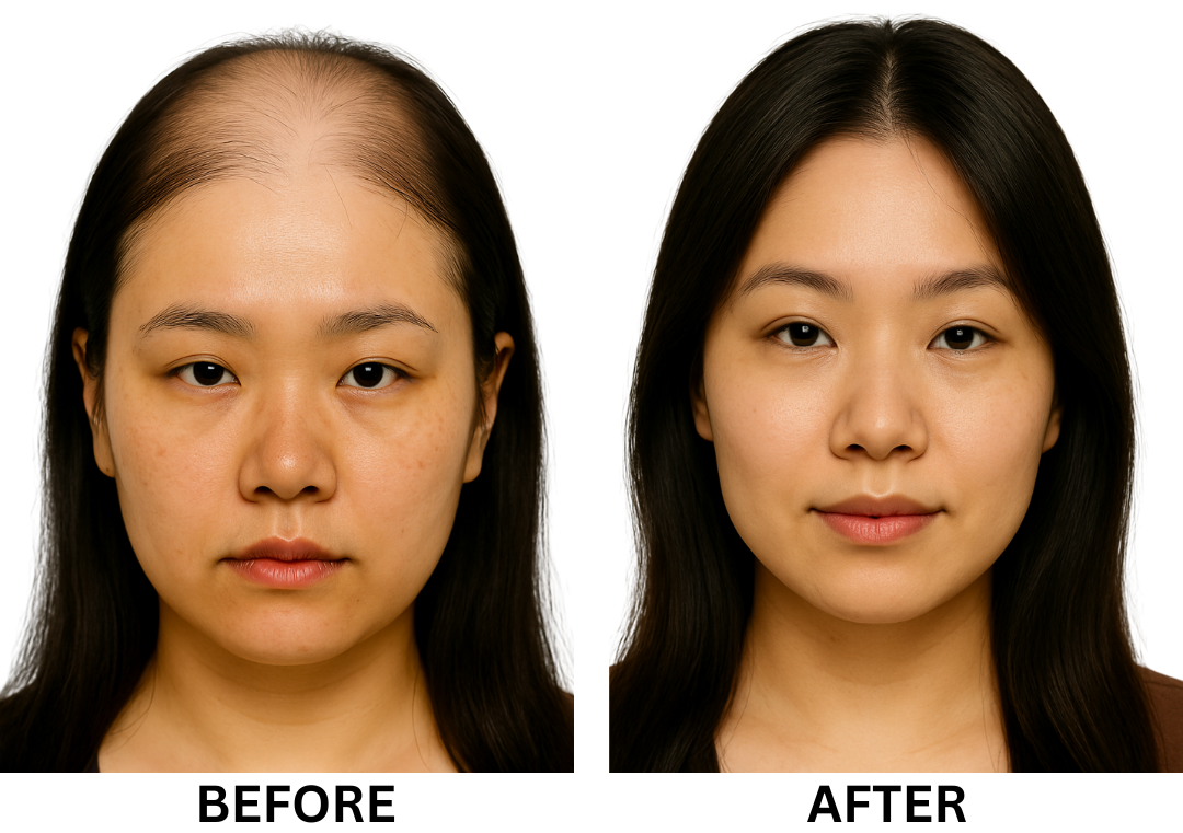 Before/After hair transformation